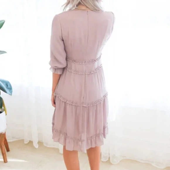 Dusty Pink Ruffle Tiered Dress by Mikarose - Picture 3 of 10